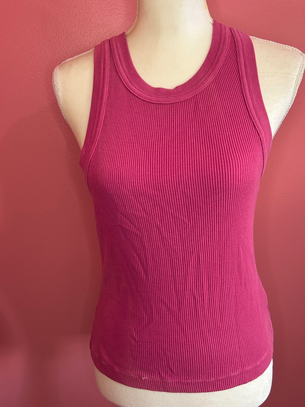 Citizens of Humanity Isabel Ribbed Tank Top Raspberry Pink S Organic Cotton - Picture 3 of 10